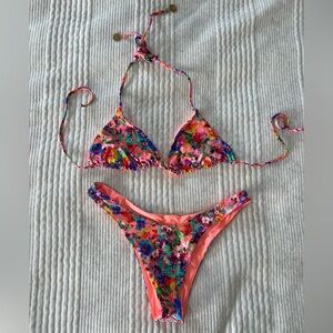 Like New REVOLVE Luli Fama Multicolor Floral Bikini